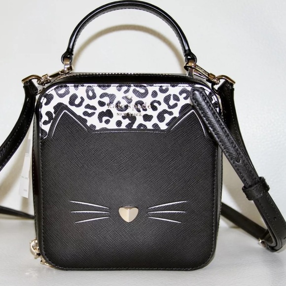 kate spade Handbags - Kate spade nwt small cat vanity black leopard meow crossbody purse bag handbag